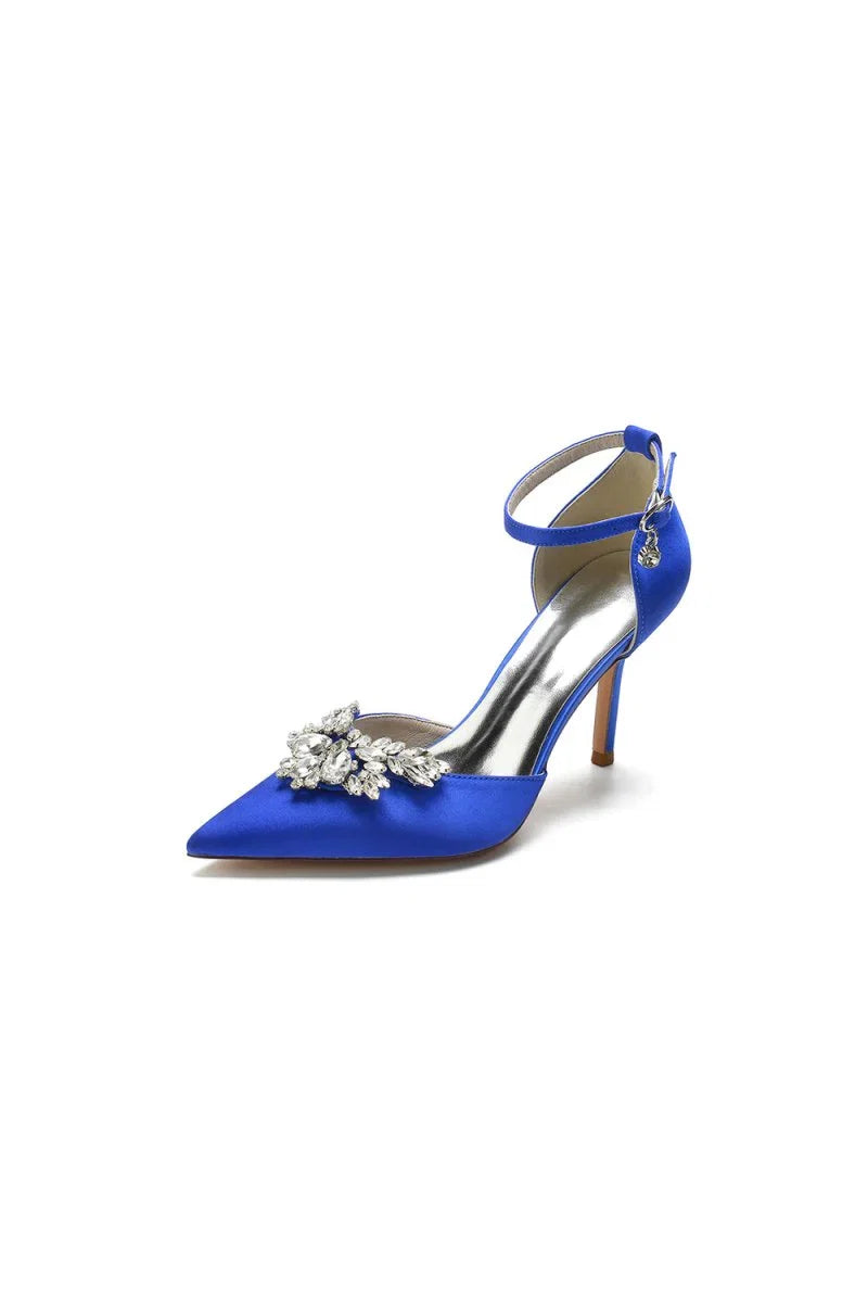 Pointed Toe Crystal Party Ankle Strap Heels Shoes