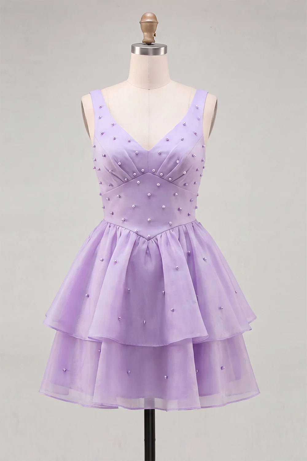 Sage Green V Neck A Line Homecoming Dress with Pearls