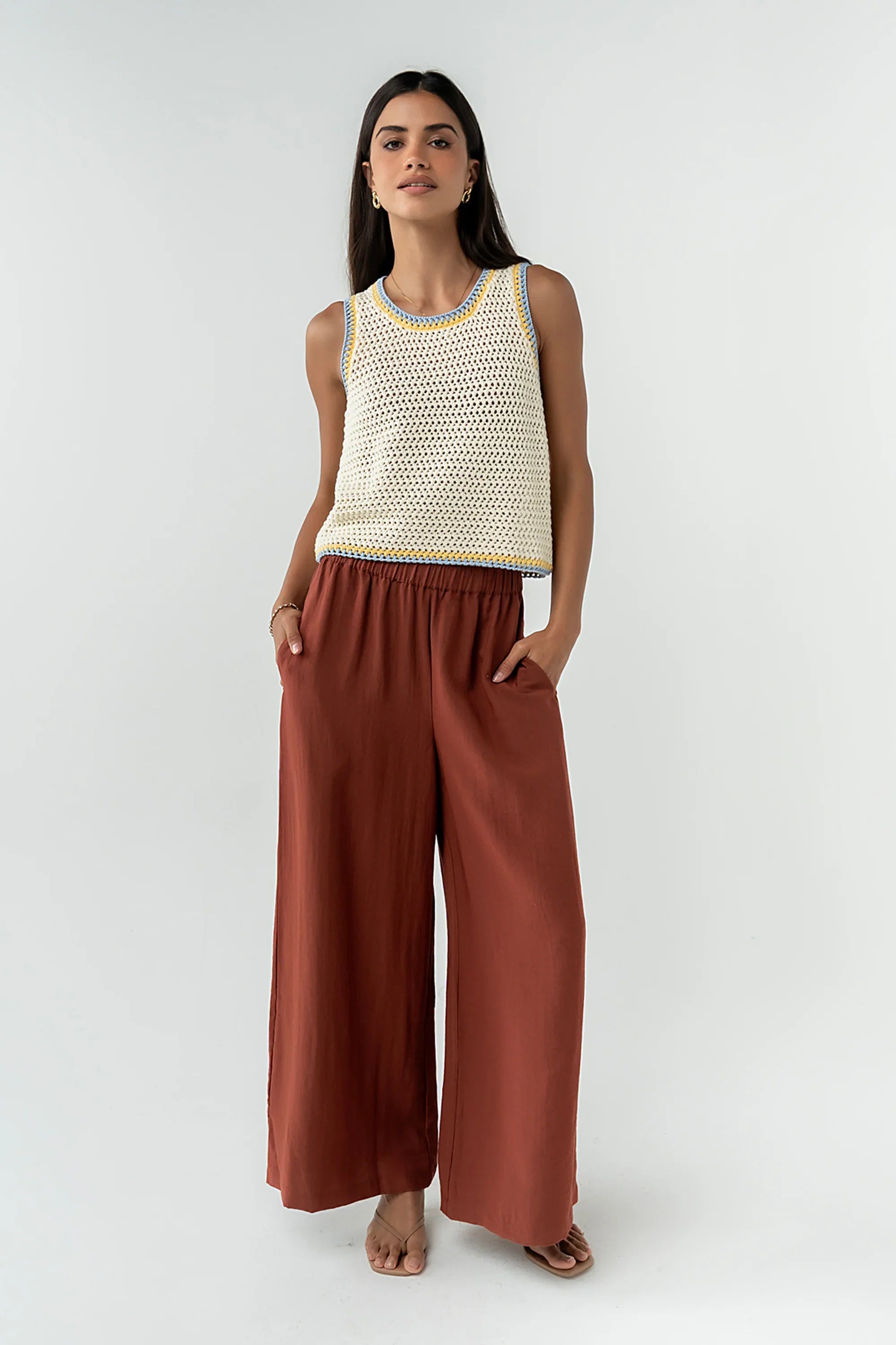 Lee Wide Leg Pants in Brick