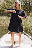 Tori Peplum Mini Dress in Dark Wash
