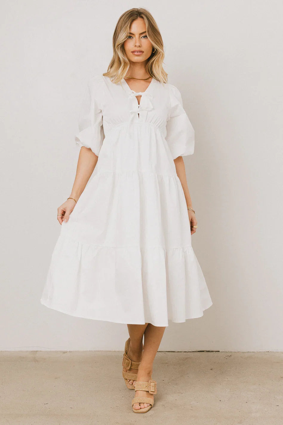 Nadia Midi Dress in Cream FINAL SALE
