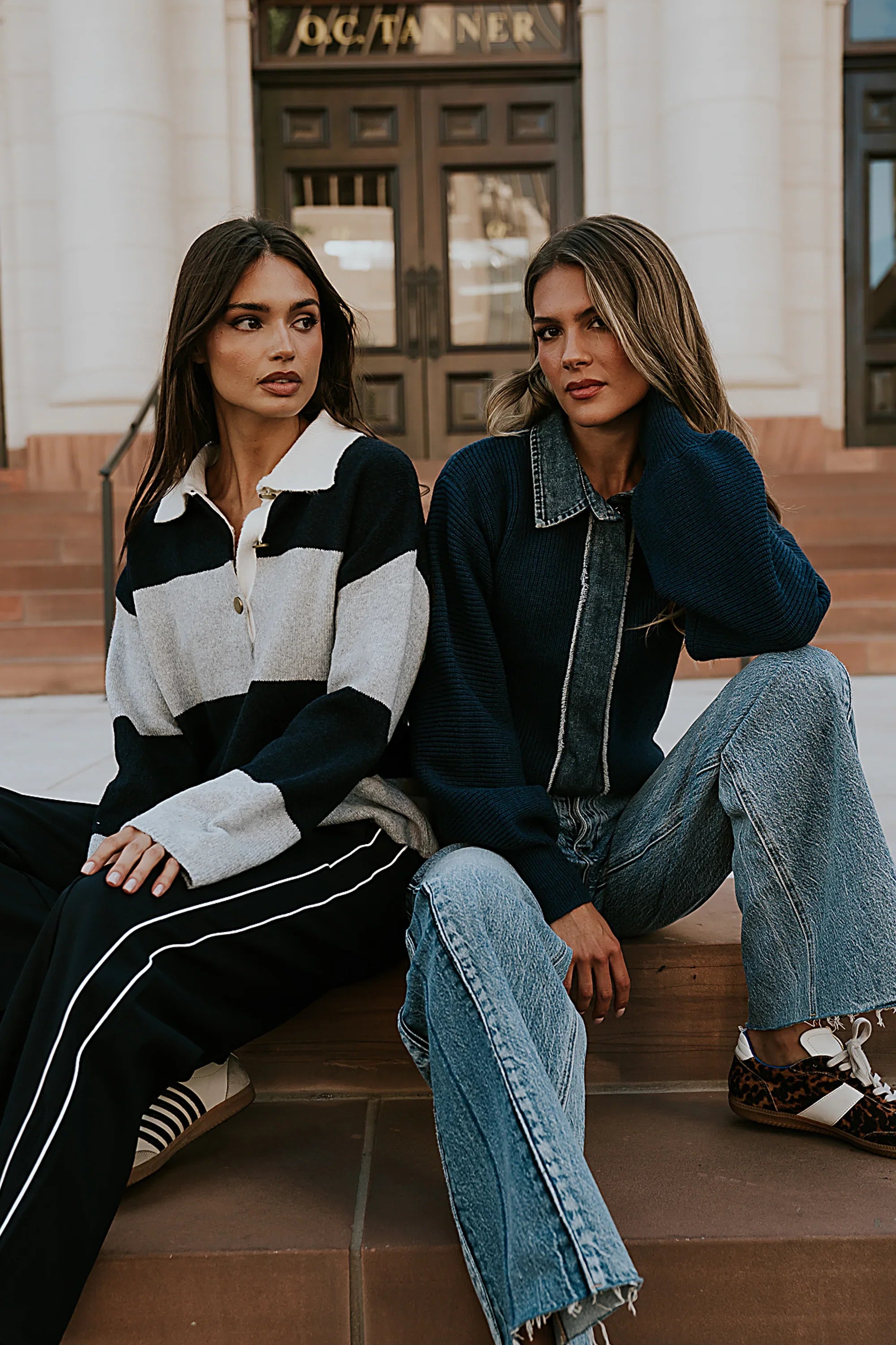 Kenzie Striped Sweater in Navy
