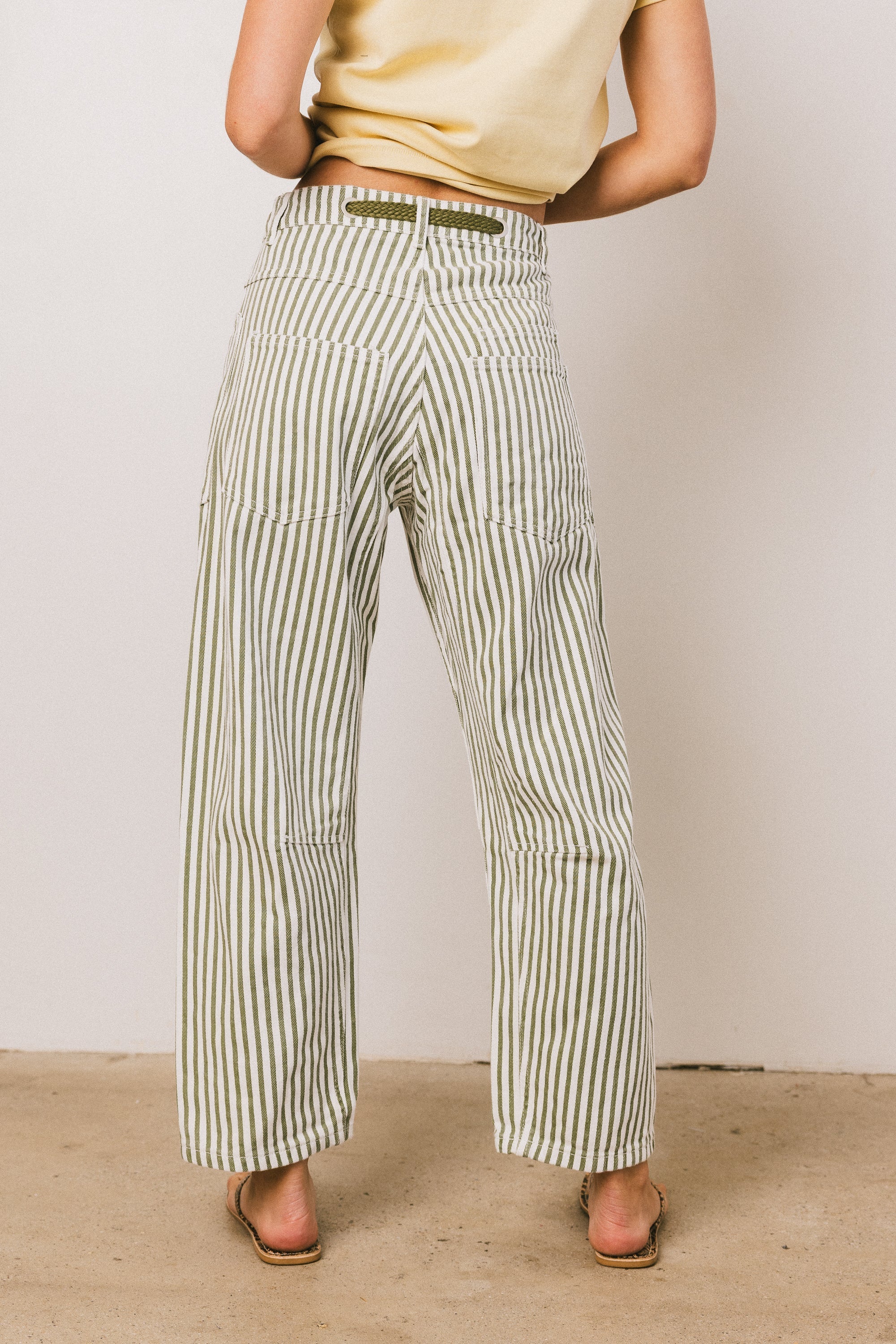 Jocelyn Barrel Jeans in Green Stripe FINAL SALE