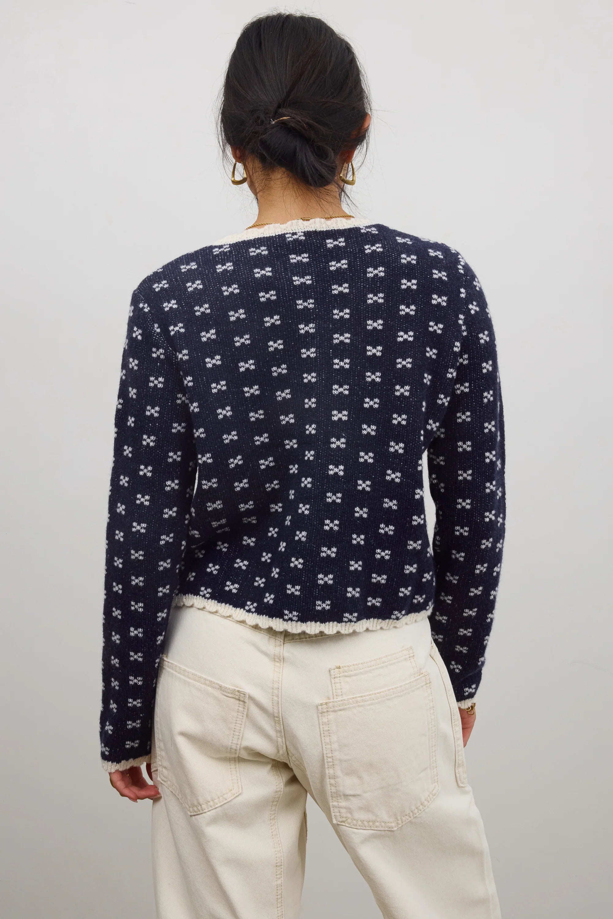 Courtney Scalloped Cardigan in Navy FINAL SALE