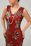Sparkly Black Golden Short 1920s Dress with Fringes