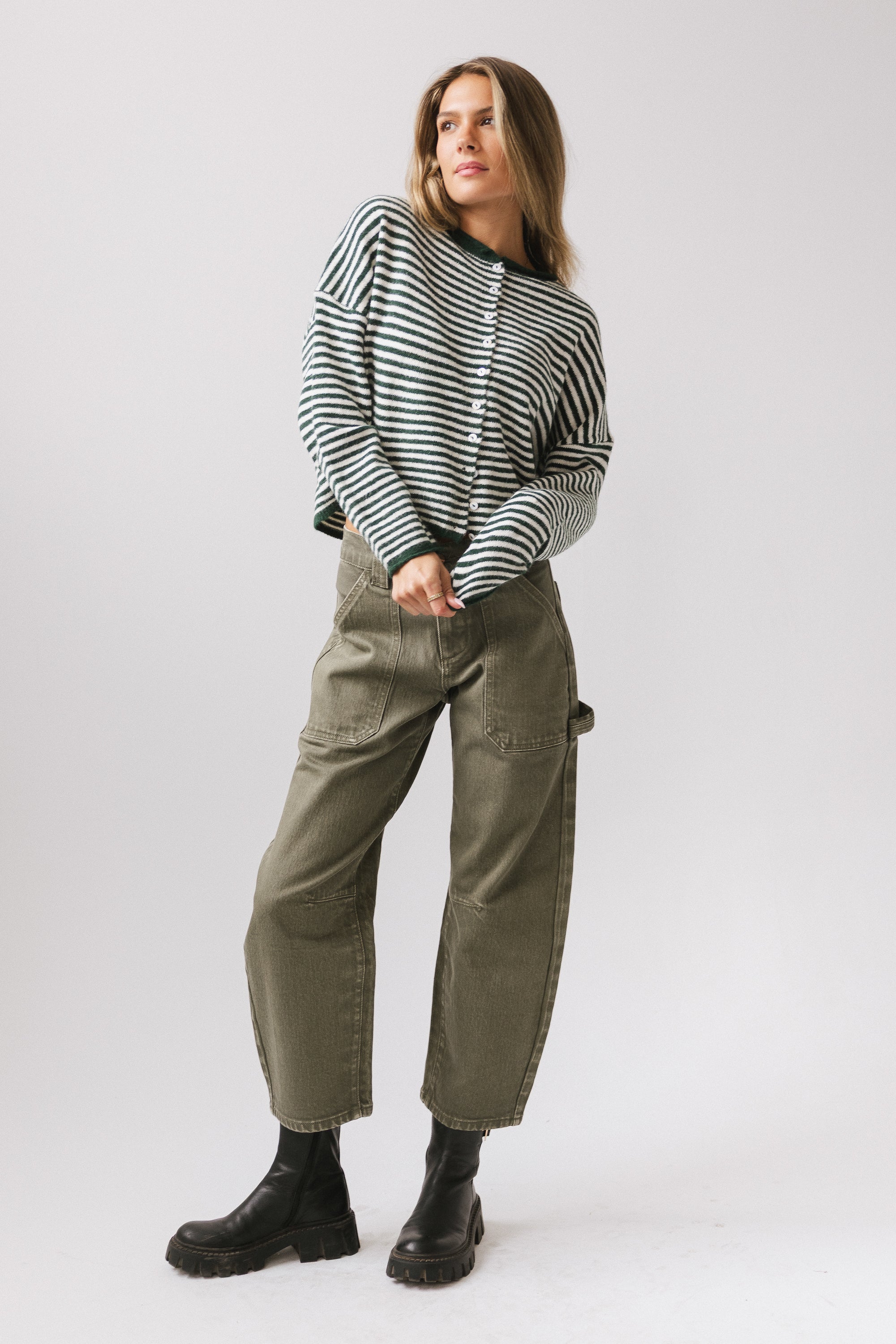 Miriam Striped Cardigan in Forest FINAL SALE