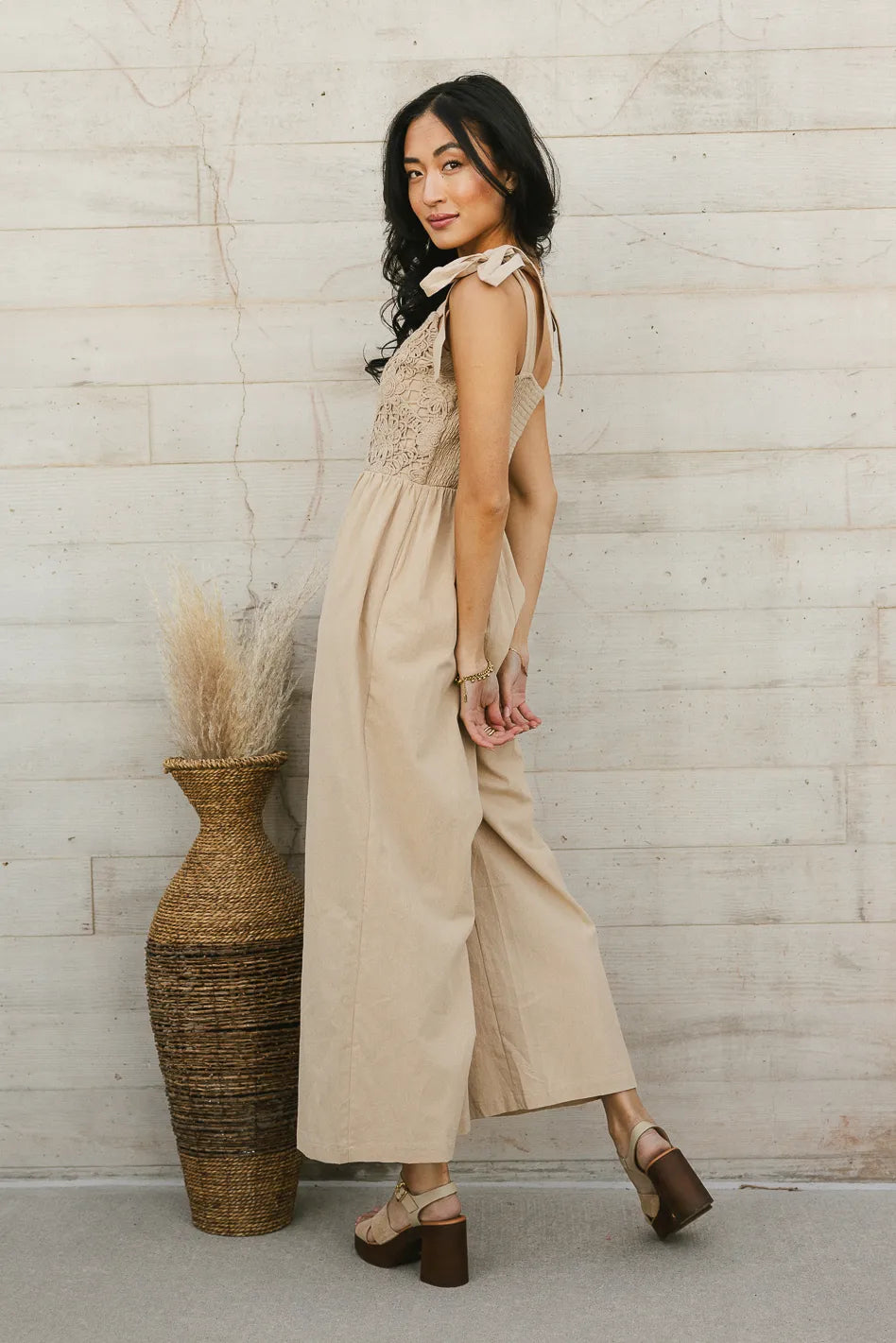 Kaia Crocheted Jumpsuit in Latte FINAL SALE