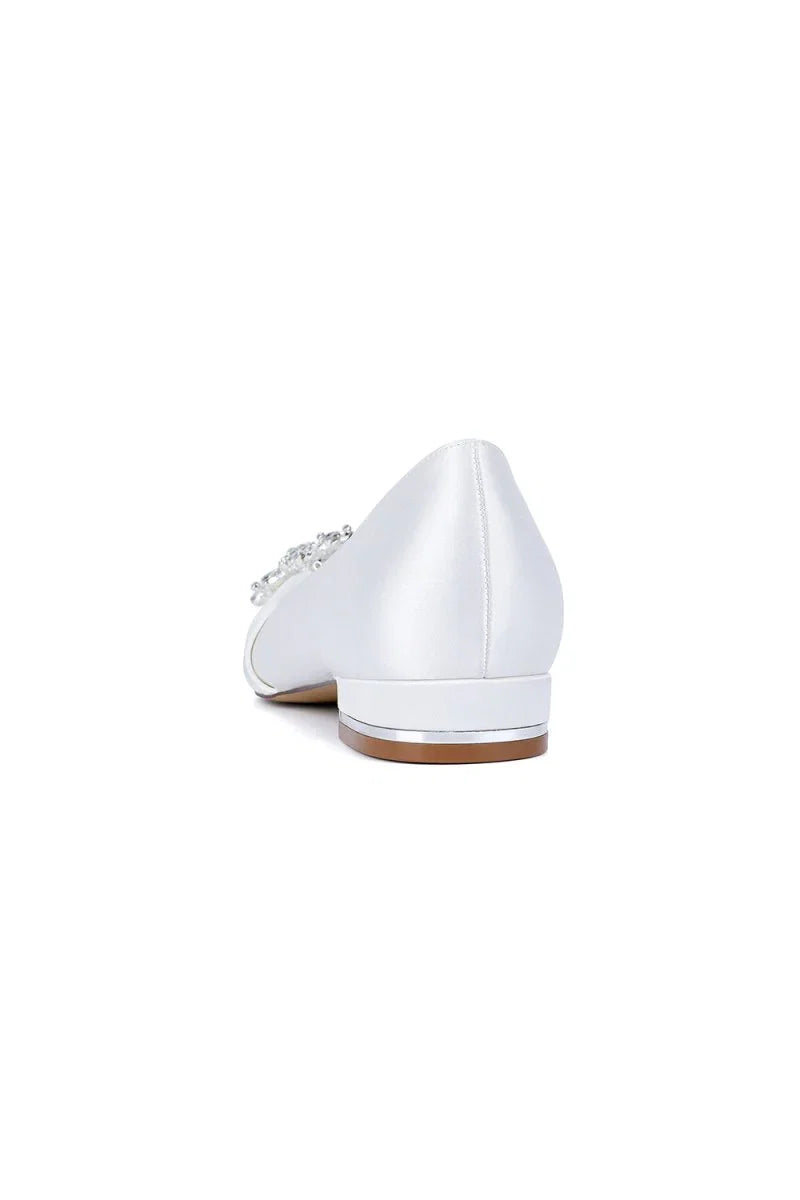 Champagne High Heels with Crystal Flower Embellishment