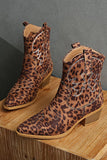 Bown Leopard Print Western Ankle Boots with Block Heel