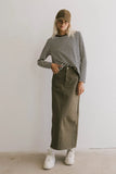 Rylie Denim Maxi Skirt in Olive FINAL SALE