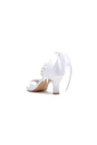 Chic Peep Toe Ribbons Faux Pearl Pumps