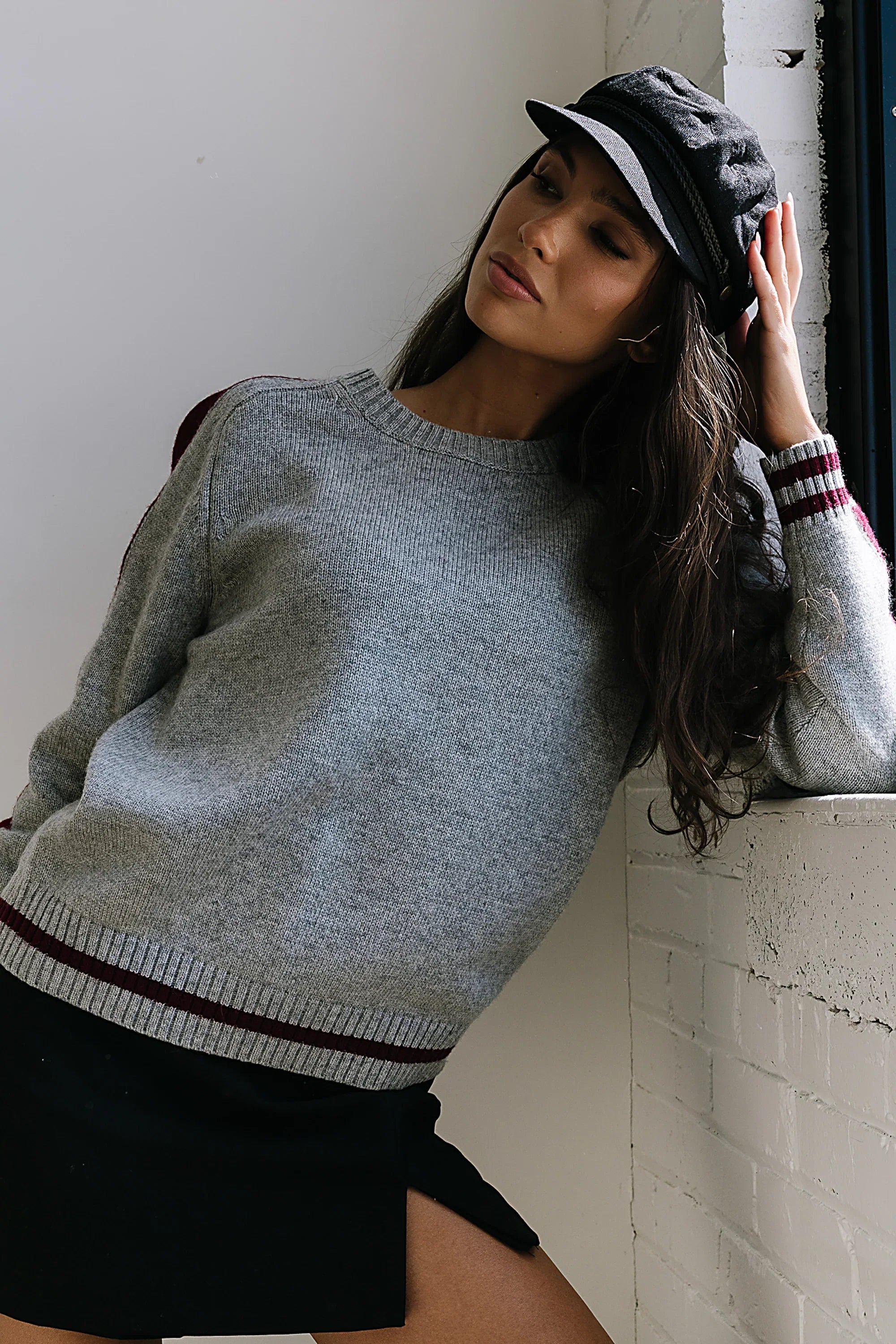 Jayce Striped Sweater in Grey FINAL SALE