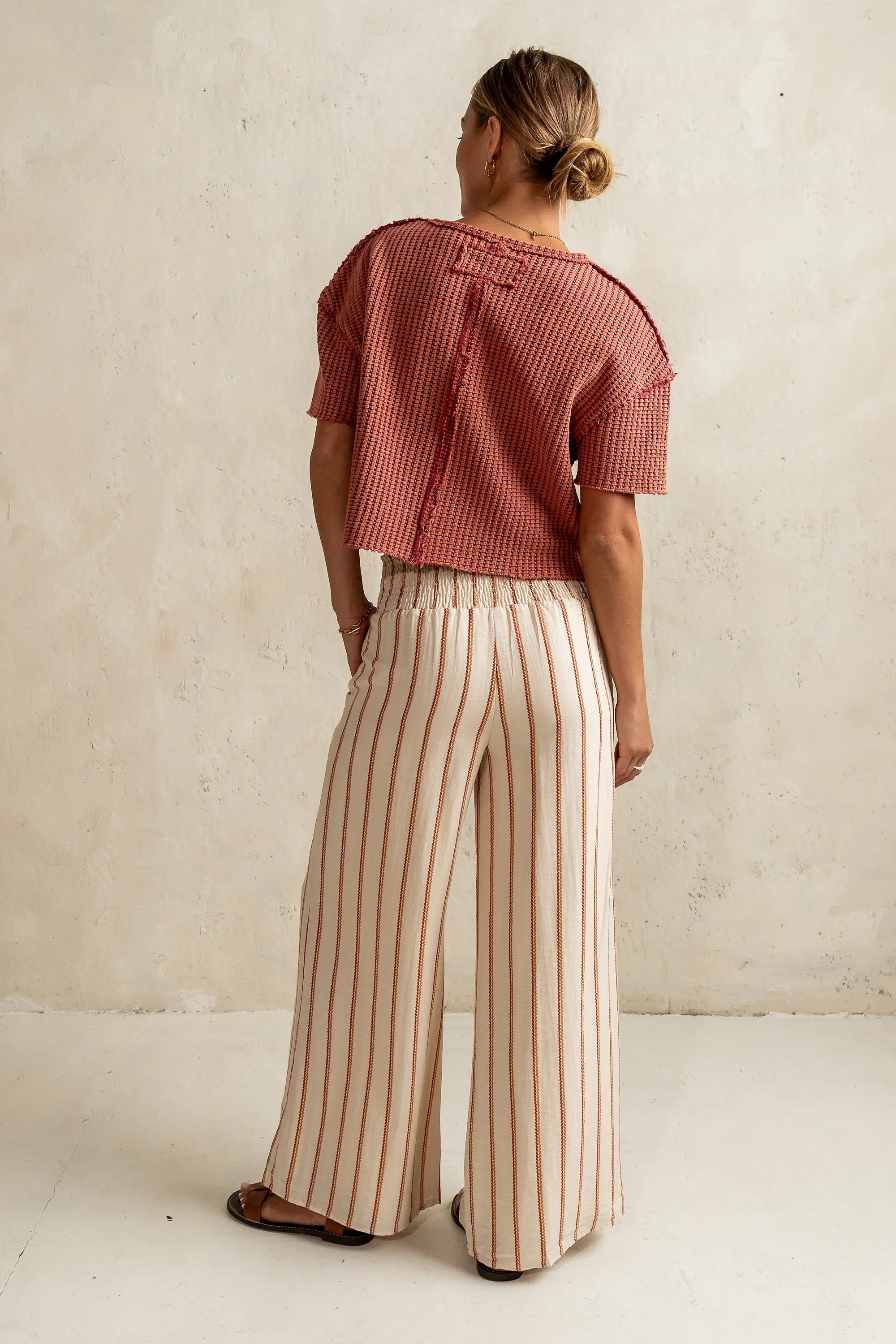 Emery Striped Wide Leg Pants in Taupe FINAL SALE