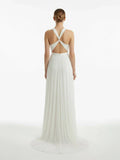 Sheath Halter Chiffon Plaited Dress With Special Back Design