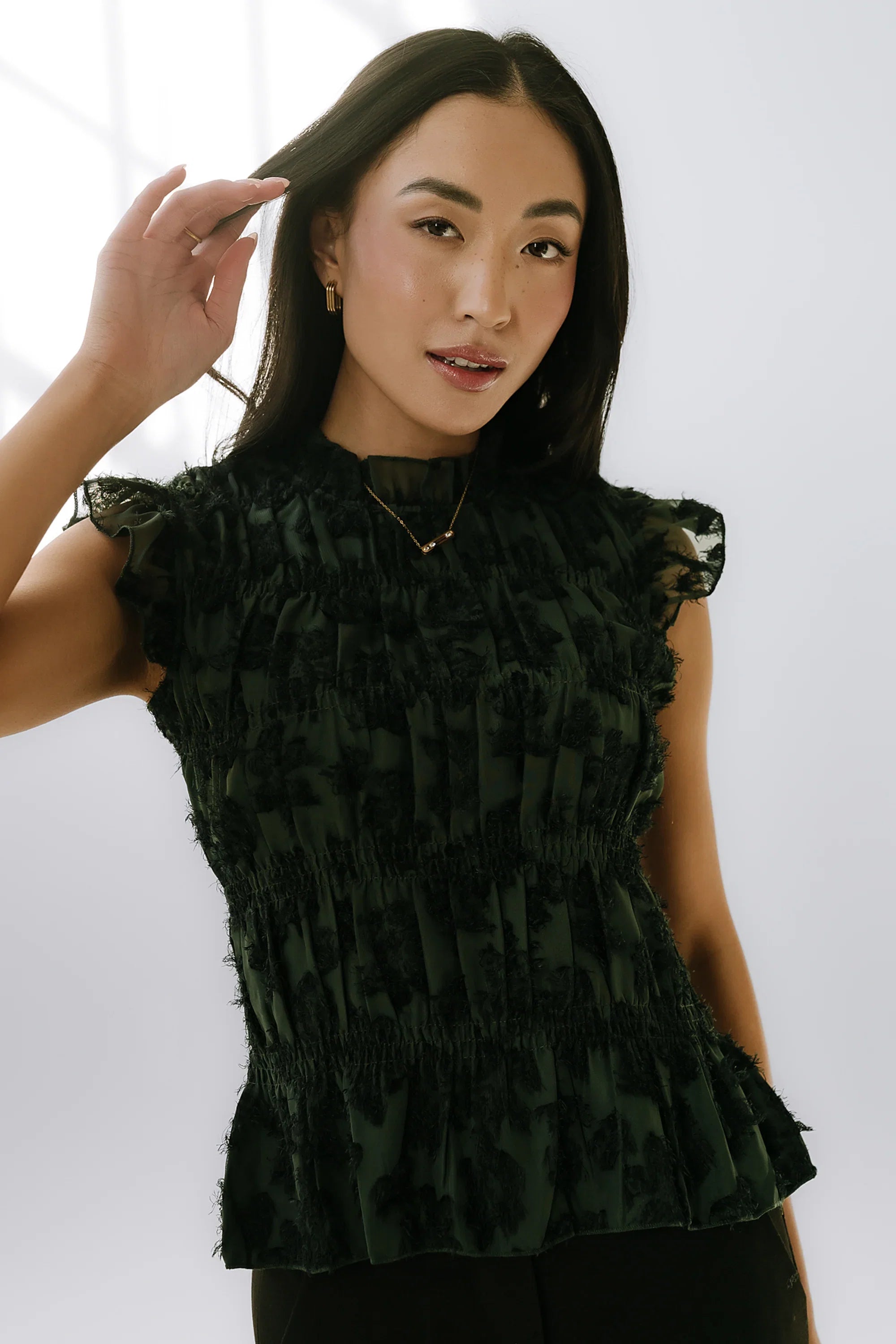 Rodney Smocked Blouse in Green FINAL SALE