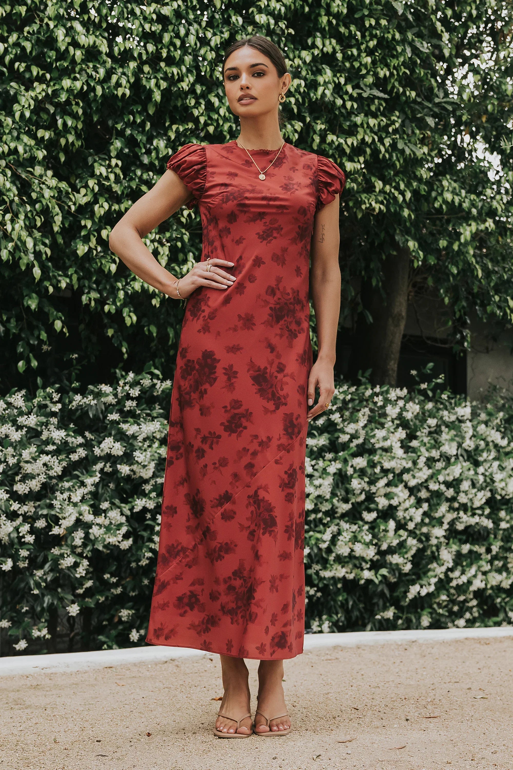 Ellianna Floral Maxi Dress in Brick