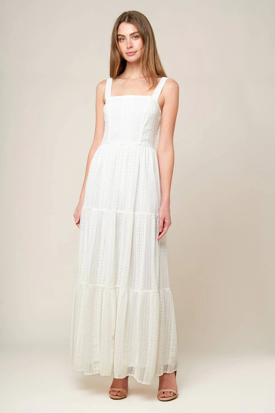AFTER THE RAIN WHITE LACE MAXI DRESS FINAL SALE