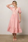 Jozette Floral Midi Dress in Pink FINAL SALE