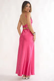 Paula Maxi Dress Fuchsia Pink Satin Slip Dress
