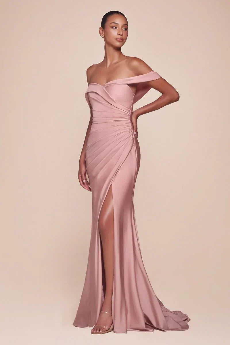 FREYA GOWN OFF THE SHOULDER STRETCH SPANDEX DRESS
