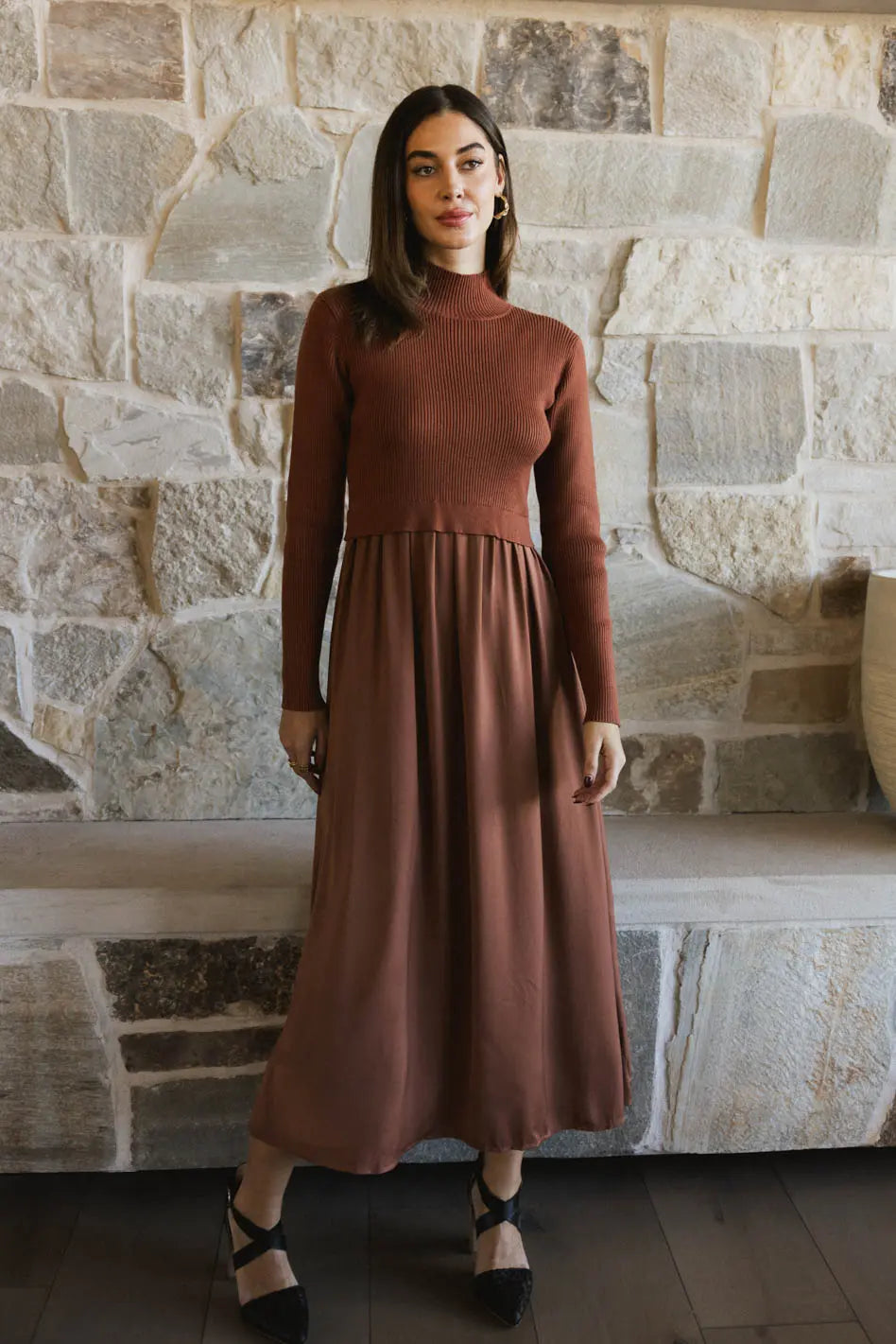 Zeda Midi Dress in Rust FINAL SALE