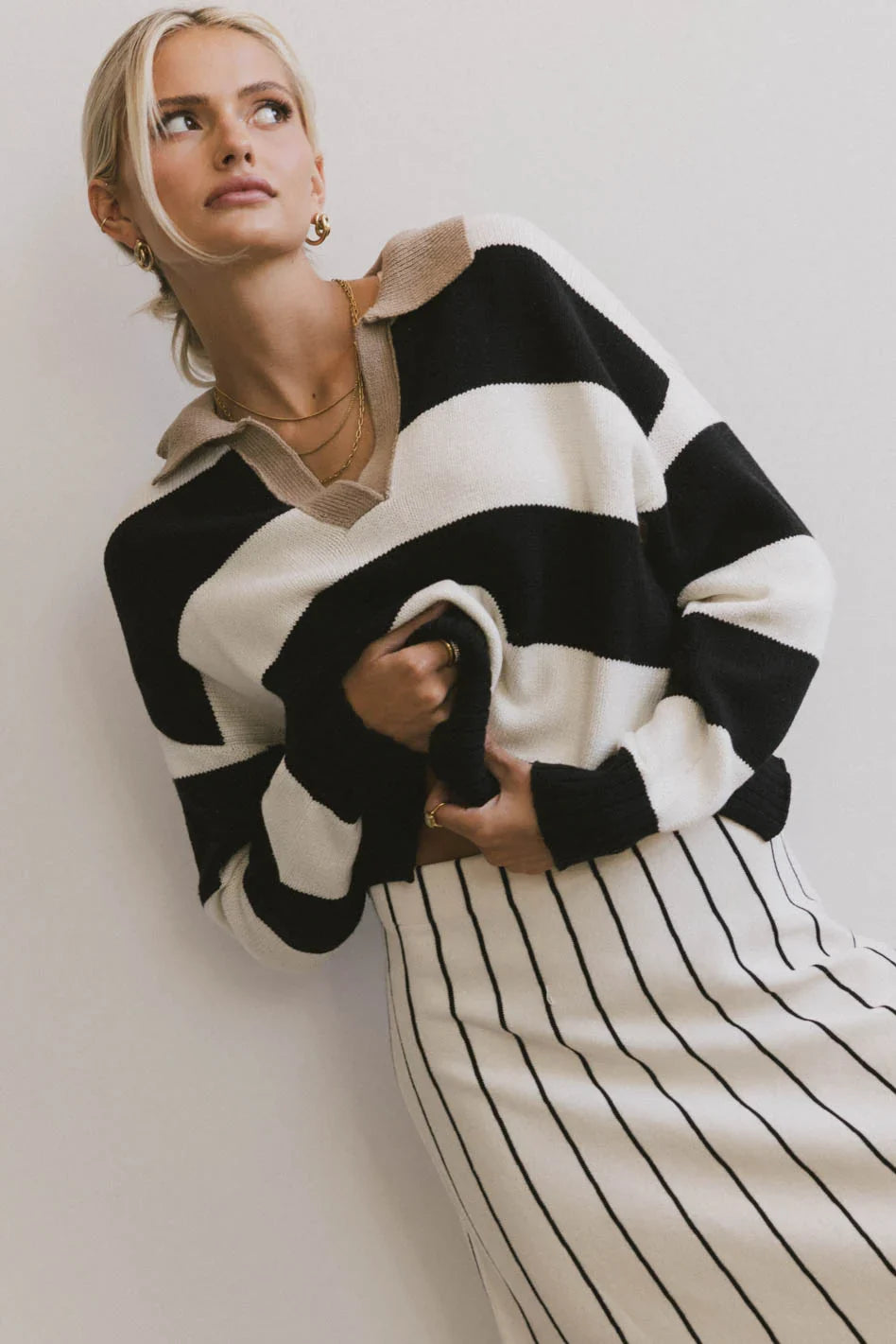 Akari Striped Sweater in Ivory FINAL SALE