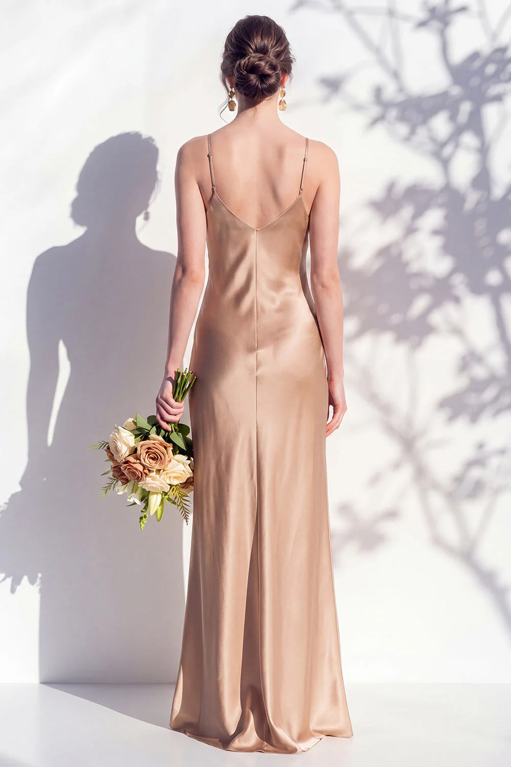 Satin Spaghetti Straps Sheath Sage Bridesmaid Dress