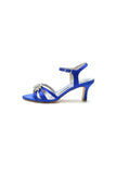 Open Toe Crystal Flower Chunky Heels