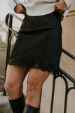Harper Lace Trim Mini Skirt in Black
