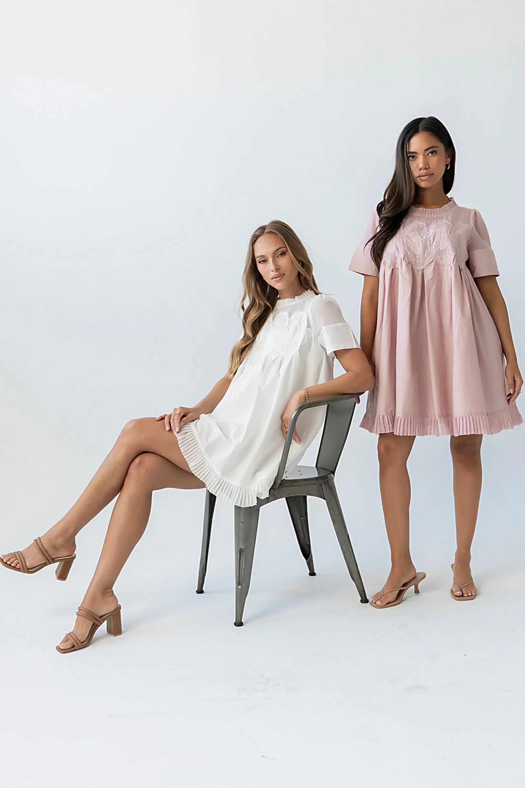Russel Mesh Mini Dress in Off White