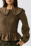 Kristy Smocked Blouse in Brown