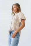London Striped Button Up in Peach