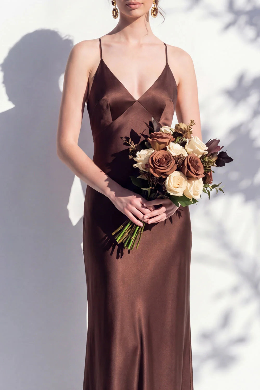 Satin Spaghetti Straps Sheath Sage Bridesmaid Dress