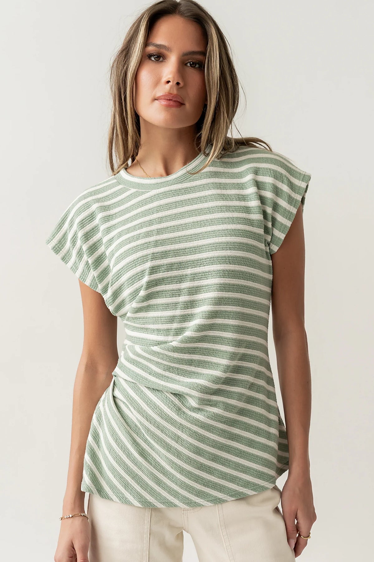 Devin Striped Top in Green