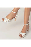 Simple Open Toe Buckle Strap Chunky Heels