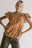 Rikki Printed Blouse in Camel FINAL SALE