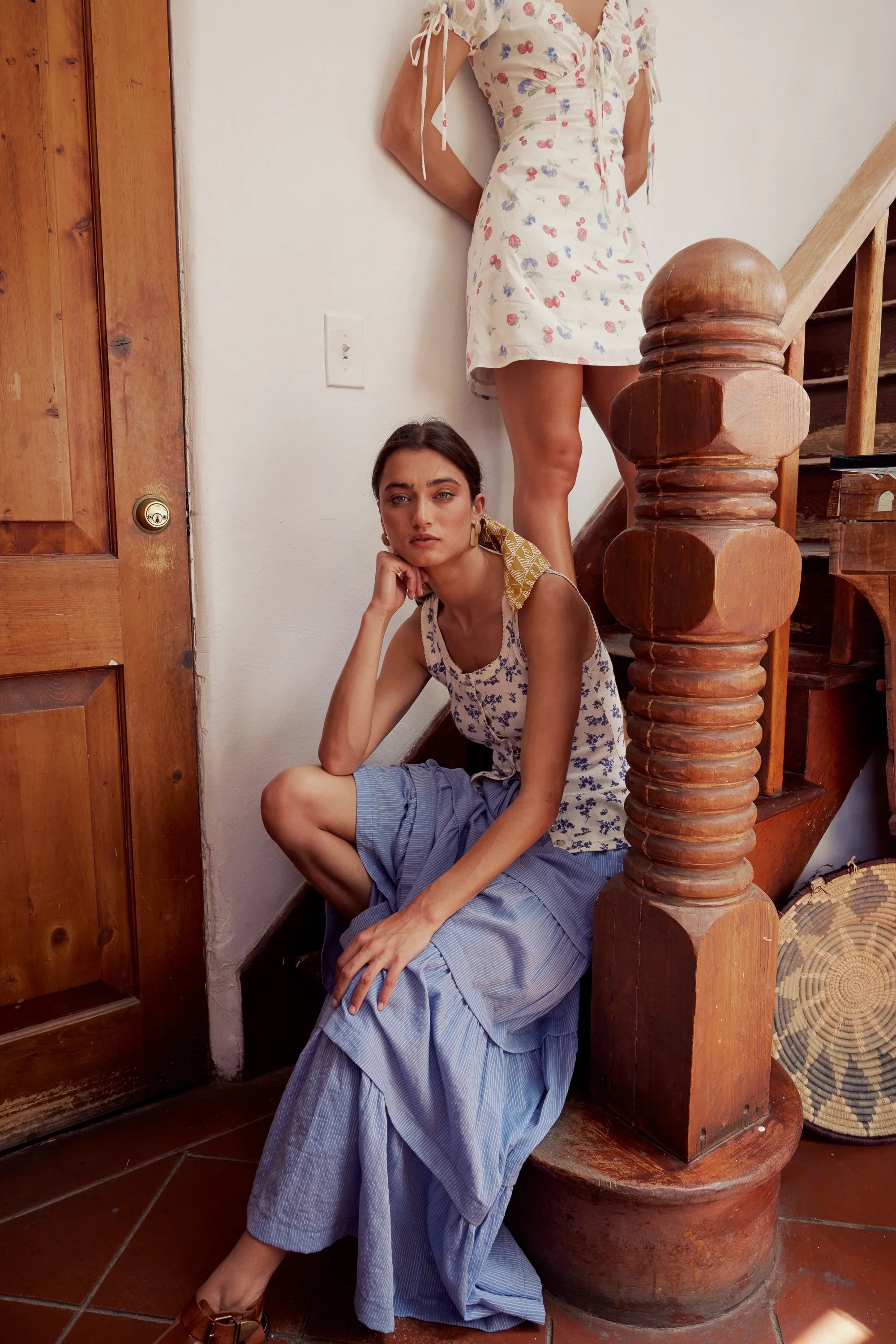 Rain Striped Maxi Skirt in Blue FINAL SALE