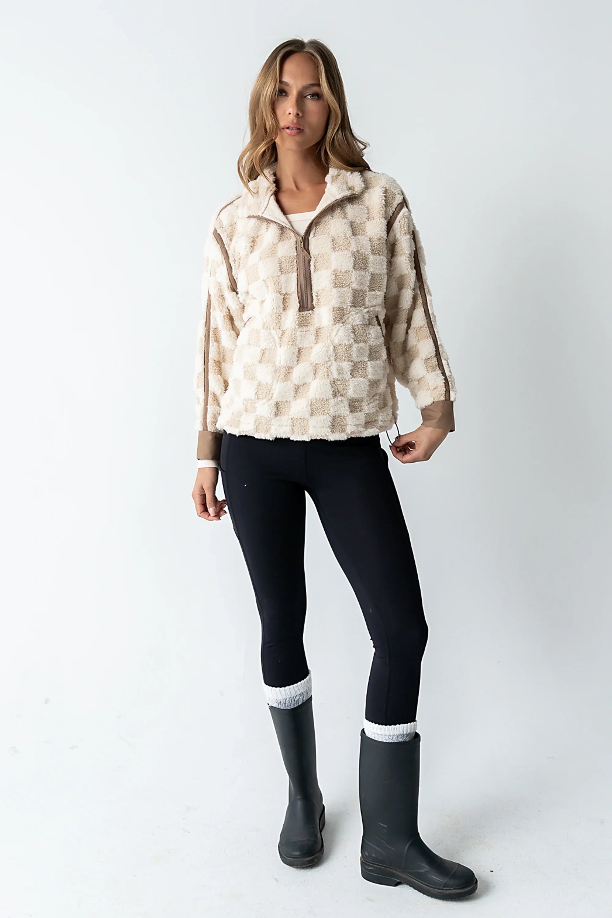 Sheri Checkered Half Zip FINAL SALE