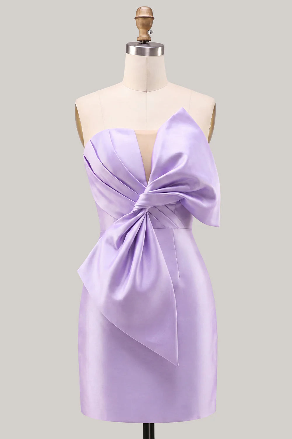 Lilac Strapless Bodycon Short Homecoming Dress with Bow