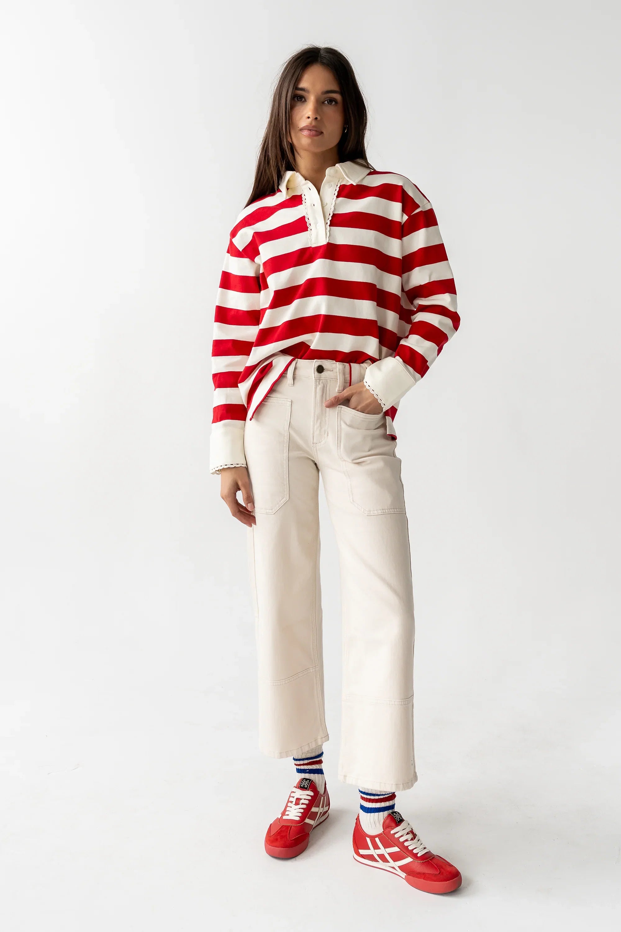 Mylah Wide Leg Jeans in Ivory