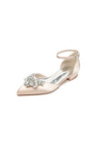 Rhinestone Pointed Toe Ankle Strap Kitten Heels