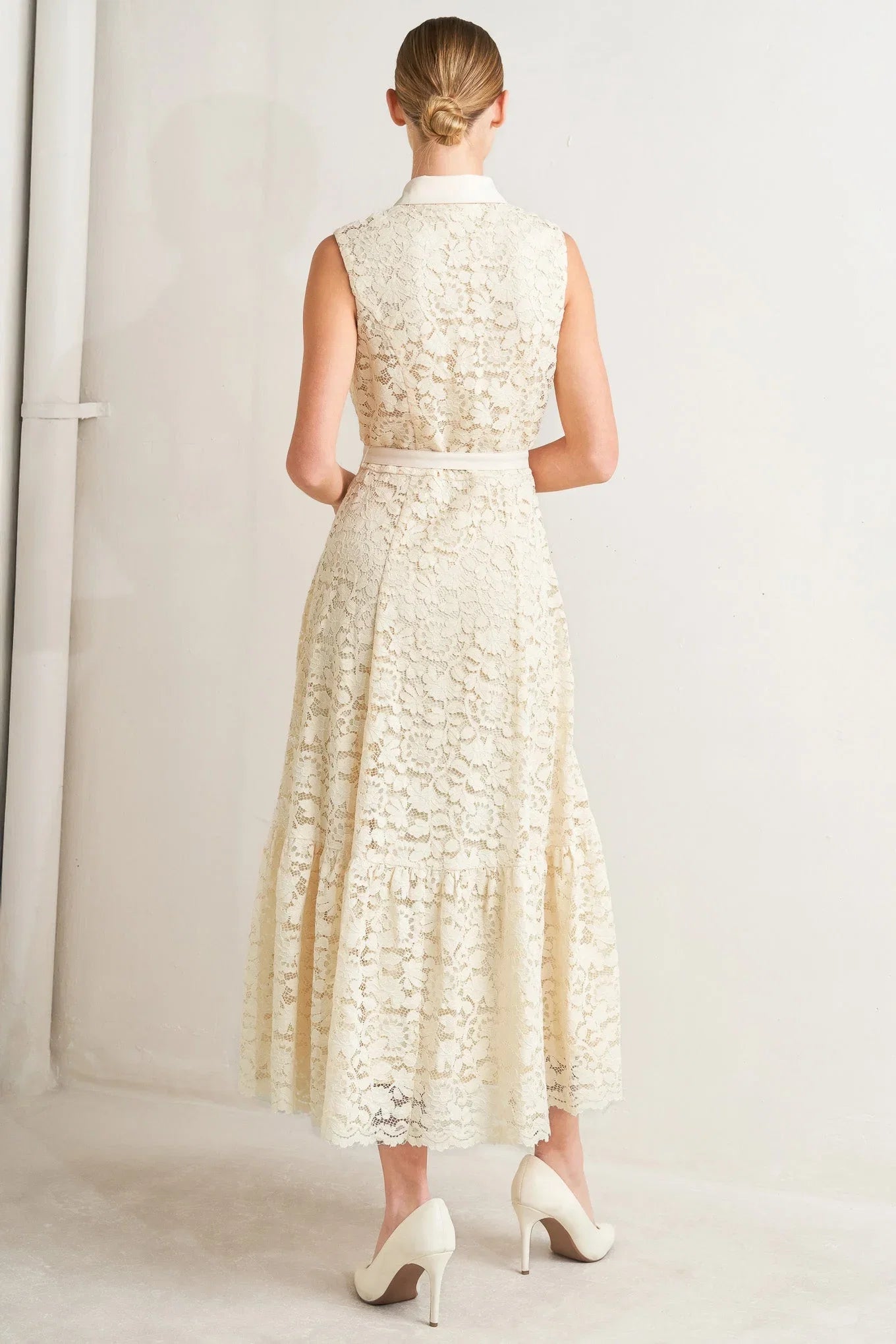 PURELY ROMANTIC LACE MIDI DRESS