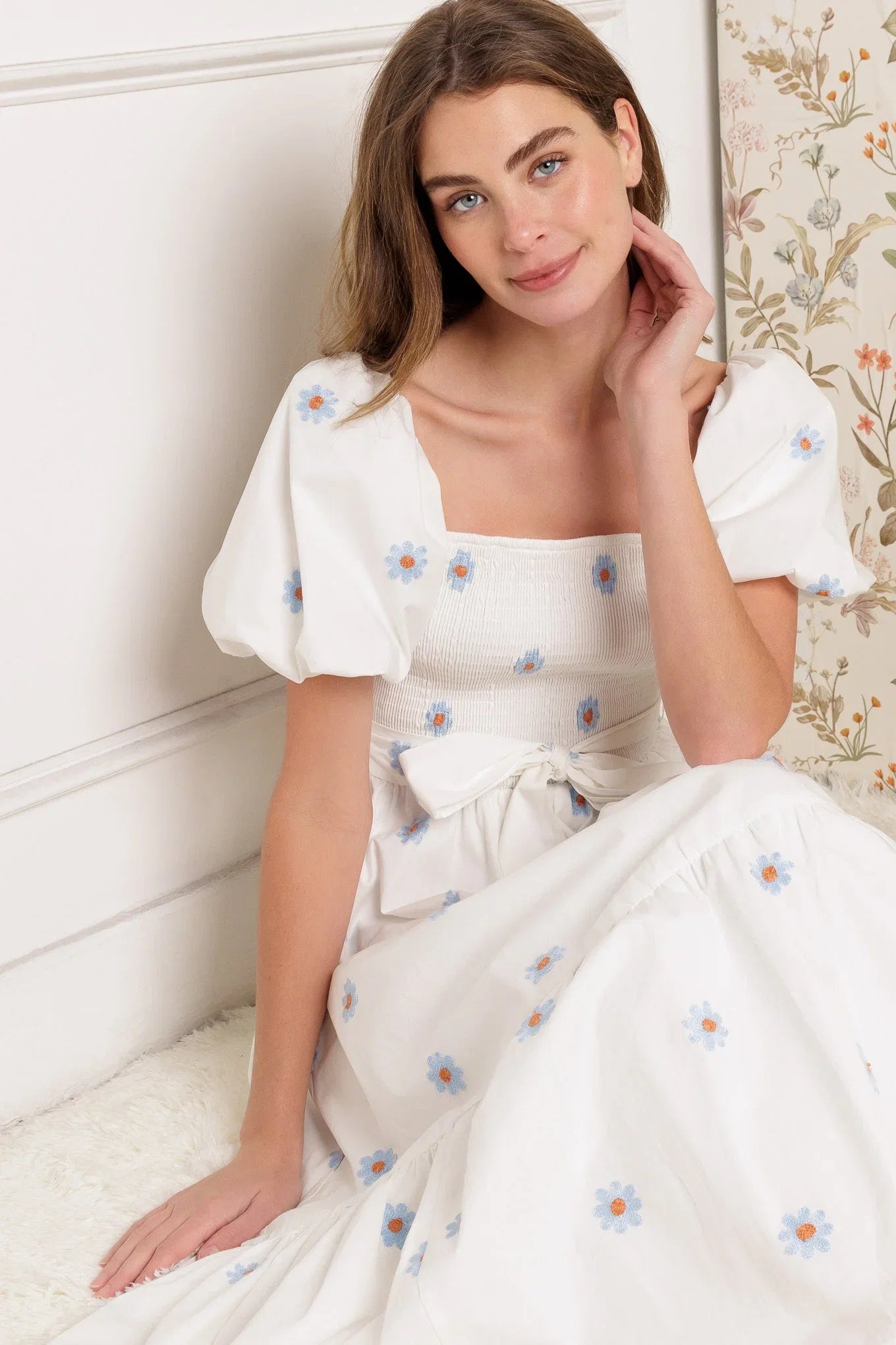 SUNNYSIDE LANE EMBROIDERED MIDI DRESS FINAL SALE
