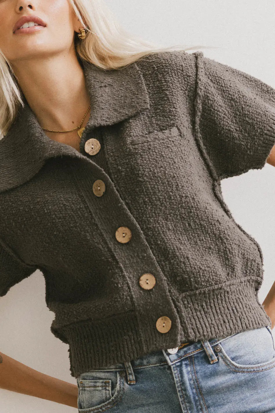 Hayes Knit Cardigan in Charcoal FINAL SALE