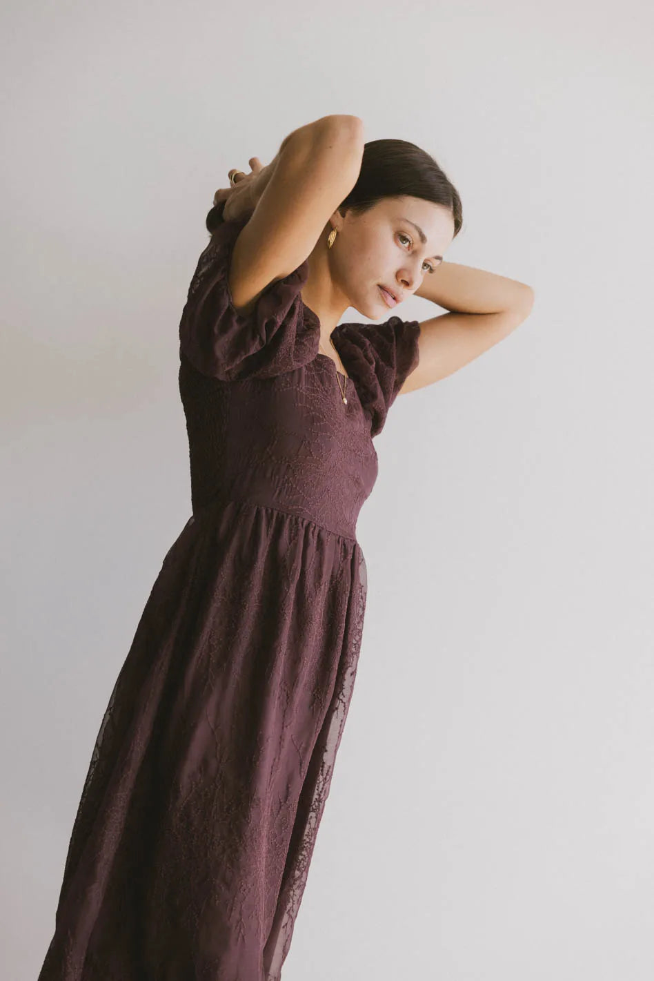 Karrie Embroidered Midi Dress in Purple FINAL SALE