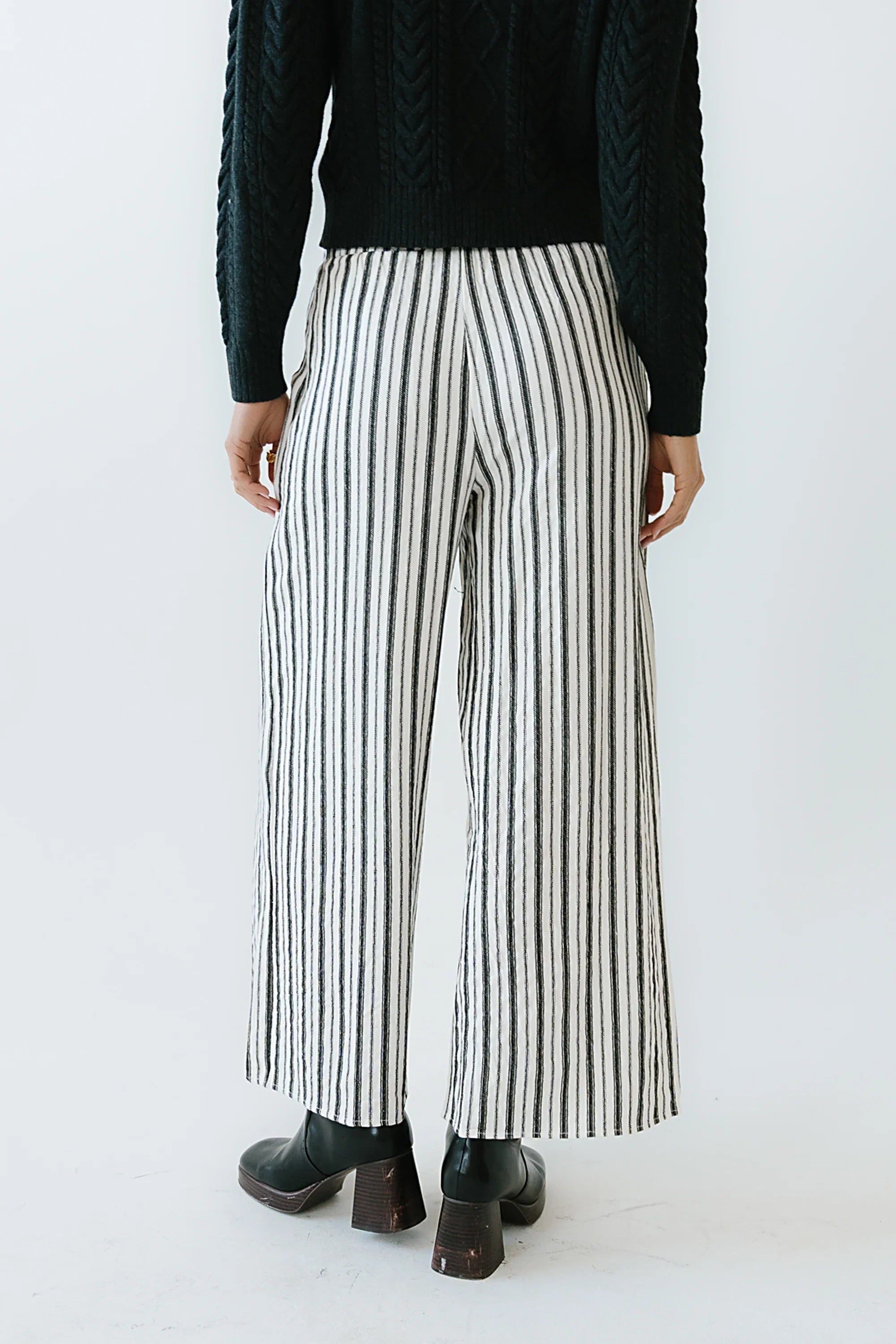 Lucy Striped Baggy Pants in Black