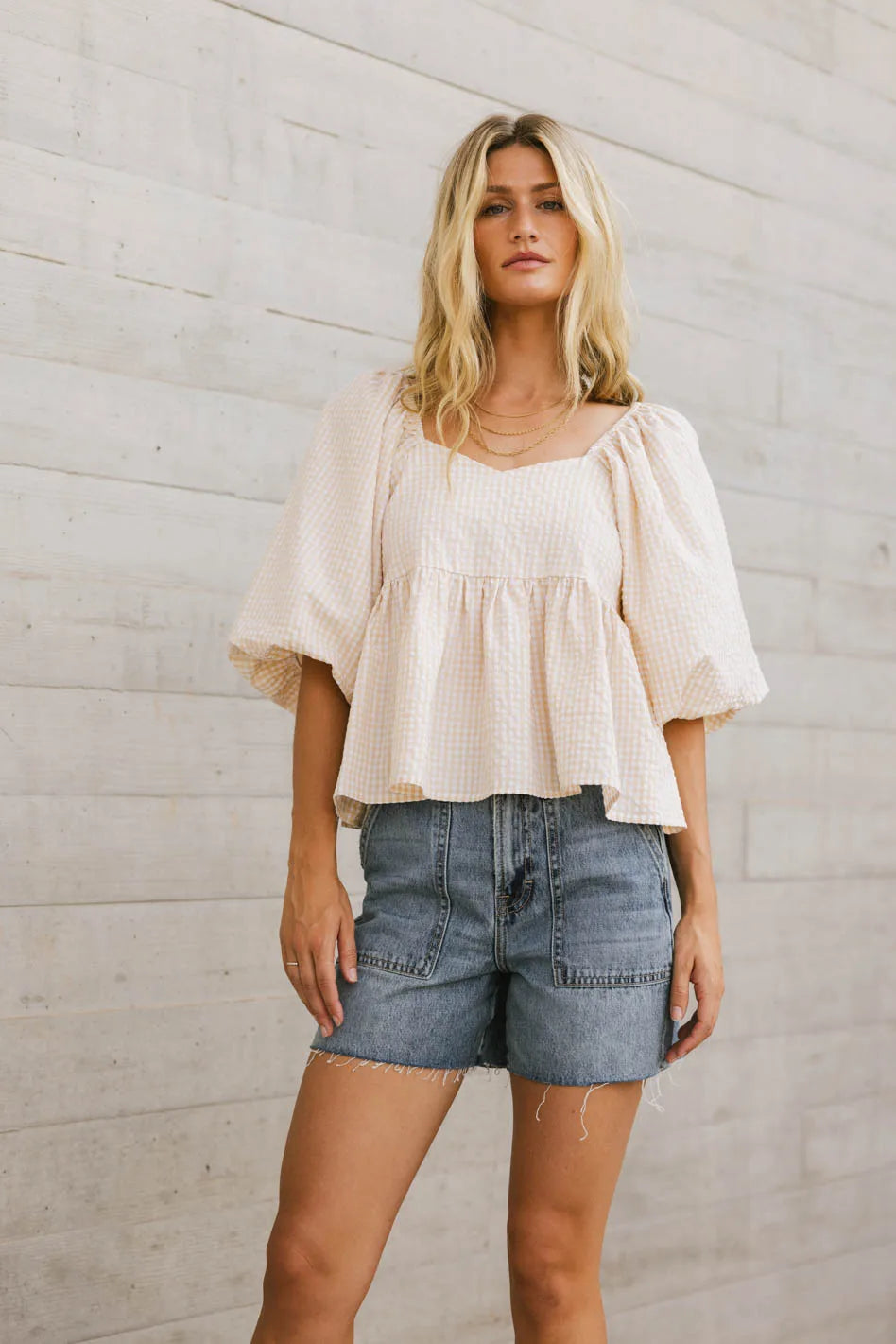 Delilah Gingham Peplum Top FINAL SALE