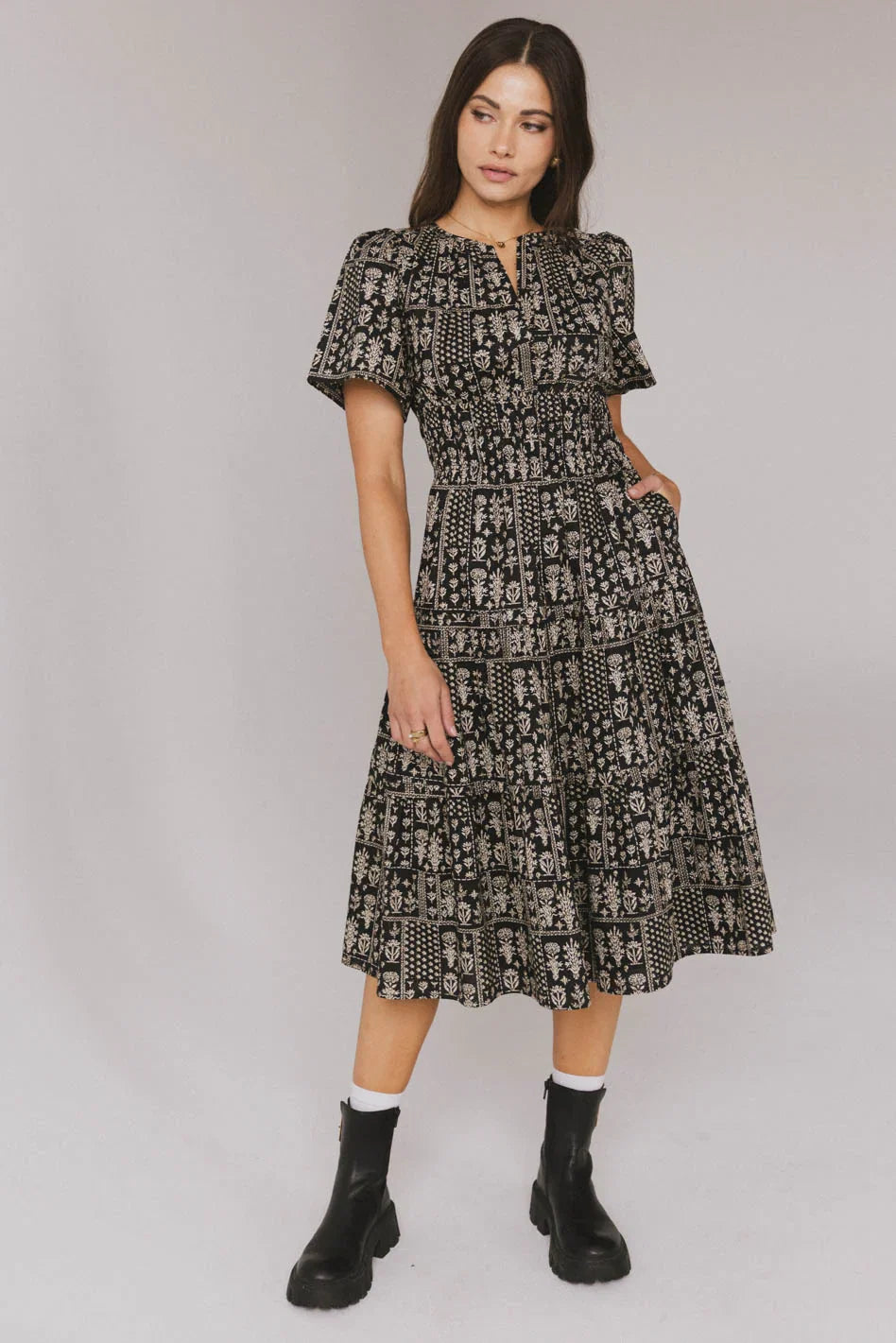 Sandra Smocked Waist Midi Dress FINAL SALE