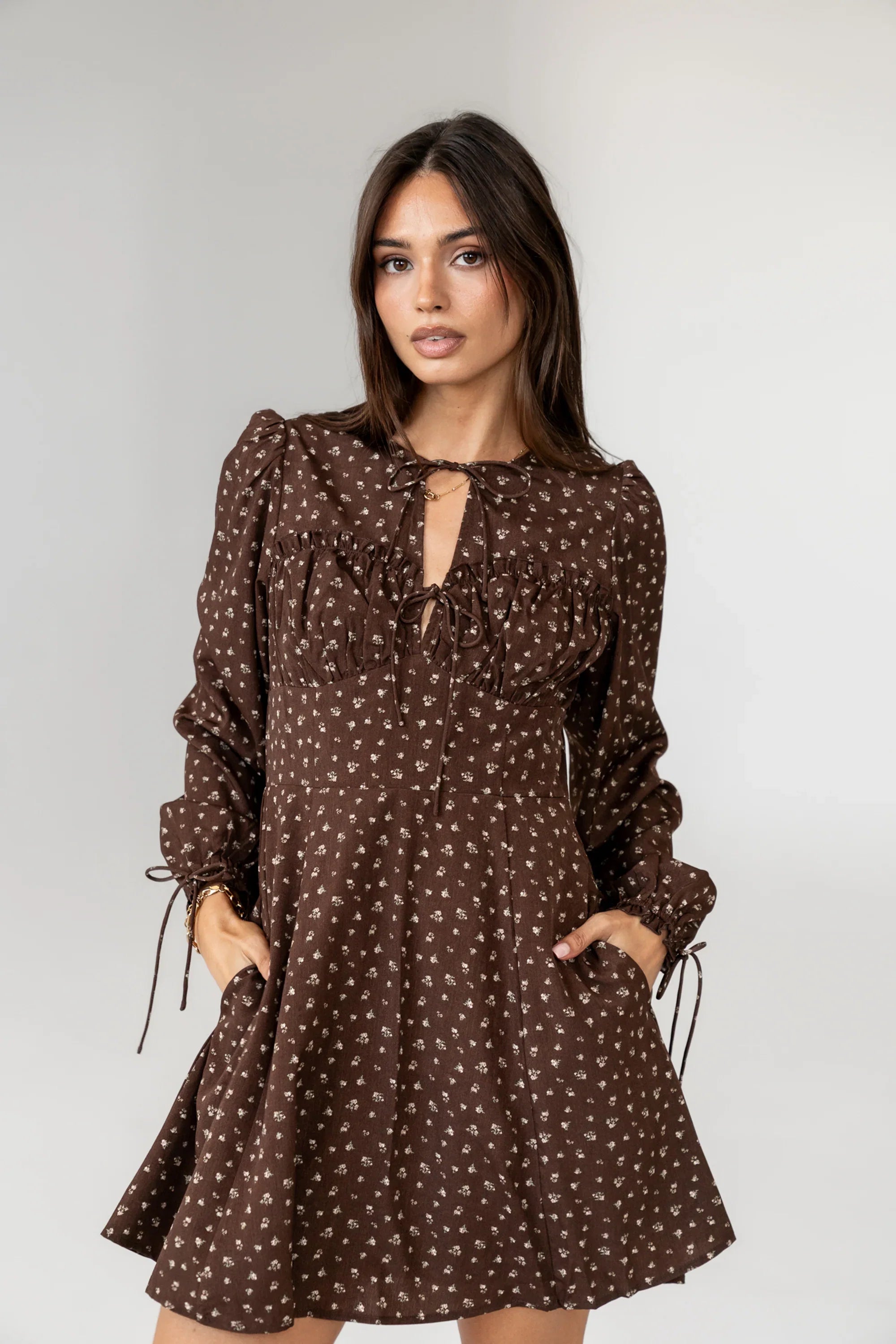 Myles Floral Mini Dress in Burgundy FINAL SALE