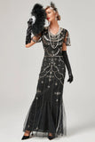 Black Mermaid Sequins Long Holiday Party Dress
